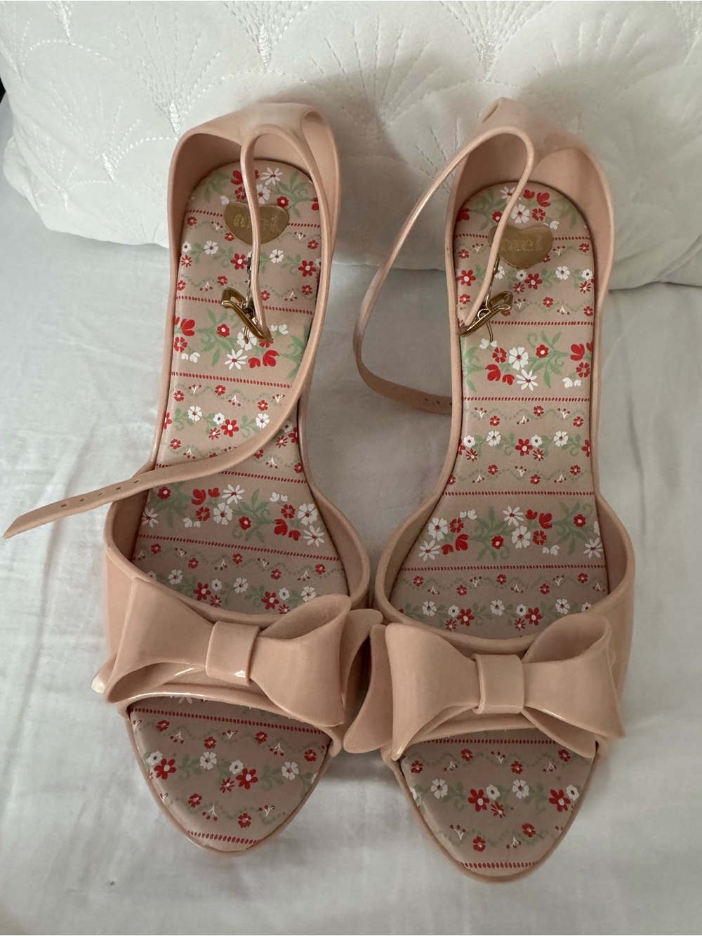 Melissa Blush Pink Bow Ankle-Strap Heels